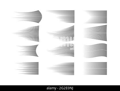 Speed lines isolated set. Motion effect for your design. Black lines on white background. Stock Vector