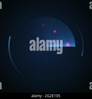Radar Screen. Hud display. Vector Radar interface on dark background. Stock Vector