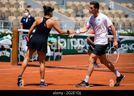 Desirae Krawczyk of the United States in action during the Mixed Doubles final with partner Joe Salisbury at the Roland-Garros 2021, Grand Slam tennis tournament on June 10, 2021 at Roland-Garros stadium in Paris, France - Photo Rob Prange / Spain DPPI / DPPI / LiveMedia Stock Photo