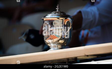 Coupe Suzanne Lenglen during the semi-finals at the Roland-Garros 2021, Grand Slam tennis tournament on June 10, 2021 at Roland-Garros stadium in Paris, France - Photo Rob Prange / Spain DPPI / DPPI / LiveMedia Stock Photo