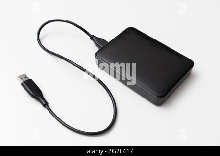 External USB disk, hard disk drive isolated on white background Stock Photo