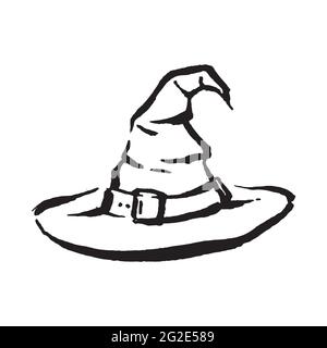 Occult mystic witch hat for witchcraft hand drawn icon illustration Stock Vector