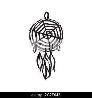 Tribal indian dream catcher hand drawn icon illustration Stock Vector