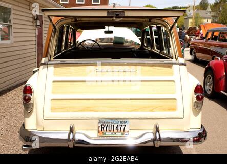 The Rear of a 1950s Chevrolet Woody Station Wagon Stock Photo