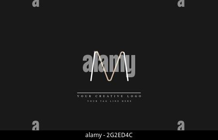 Letter Logo Design with Creative Modern Trendy Typography VM MV Stock Vector