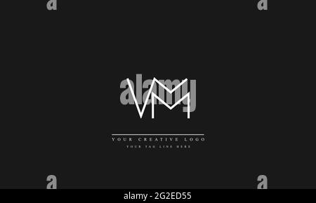 Letter Logo Design with Creative Modern Trendy Typography VM MV Stock Vector