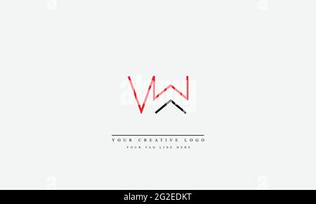 Letter Logo Design with Creative Modern Trendy Typography VW WV Stock Vector
