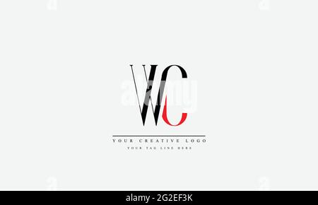 Letter Logo Design with Creative Modern Trendy Typography WC CW Stock Vector