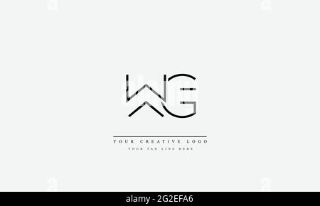 Letter Logo Design with Creative Modern Trendy Typography WG GW Stock Vector
