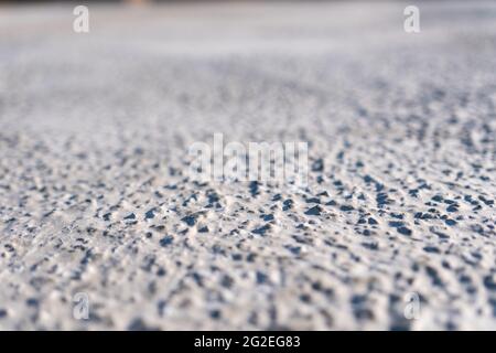 Close up of concrete foundation Building background. The angle of the concrete base after the building material has dried. Selective focus. Stock Photo
