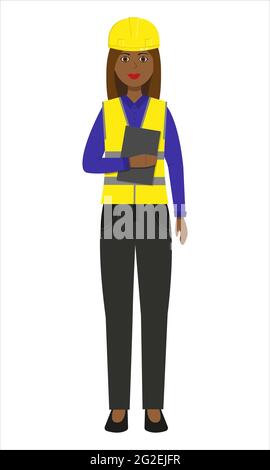 Woman construction worker in helmet and vest Stock Vector