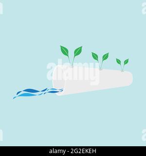 Hydroponic farming system symbol. Business agriculture logo. Vector illustration design template. Stock Vector