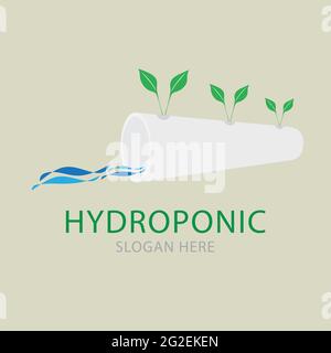 Hydroponic farming system symbol. Business agriculture logo. Vector illustration design template. Stock Vector