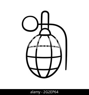 Doodle hand combat grenade. Children drawing of war grenade. Vector illustration in doodle style on white background Stock Vector