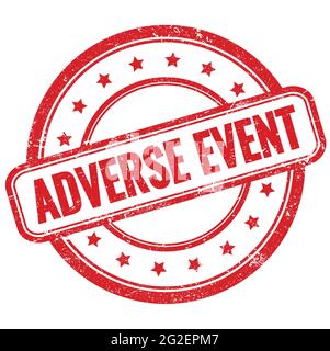 ADVERSE EVENT text on red vintage grungy round rubber stamp. Stock Photo