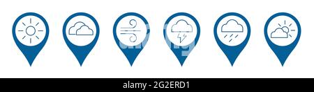 Blue weather forecast signs on white background. Calendar icon vector. Flat vector. Stock Vector