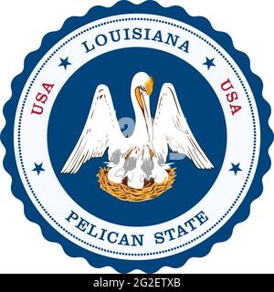 Louisiana Emblem as vector on isolated white background. Representing the State of Louisiana in the United States of America. Stock Vector