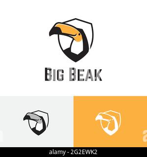 Big Beak Bill Toucan Bird Shield Wildlife Reserve Zoo Animal Logo Stock Vector