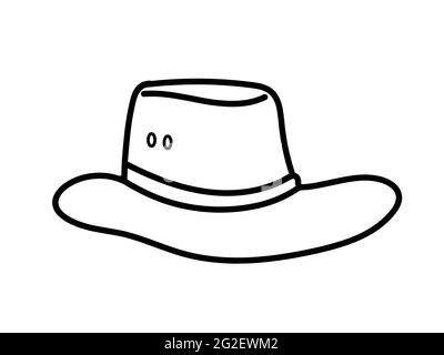 Cowboy hat line art vector icon in black and white Stock Vector Image ...