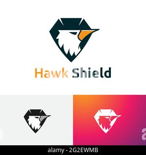 Hawk Eagle Falcon Bird Shield Animal Game Esport Logo Stock Vector