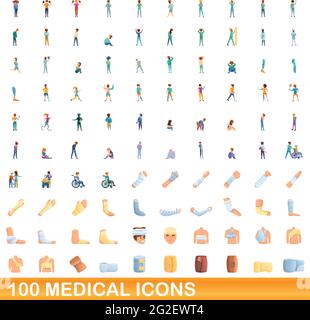 100 medical icons set. Cartoon illustration of 100 medical icons vector set isolated on white background Stock Vector