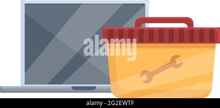 Toolbox laptop repair icon. Cartoon of Toolbox laptop repair vector icon for web design isolated on white background Stock Vector