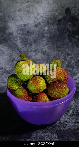 Portrait of Lychees on a Bowl Stock Photo