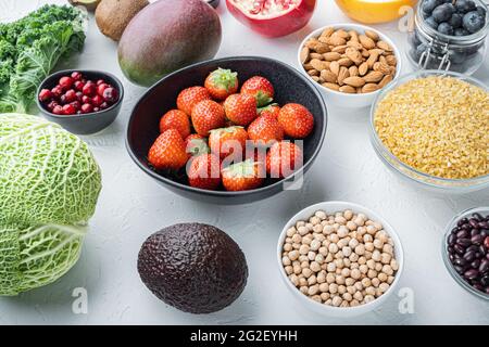 Healthy food and clean eating selection, on white background. Stock Photo