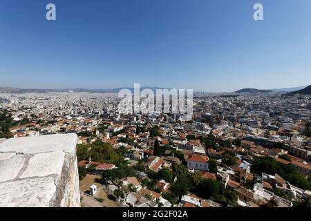 View from Acropolis to the City pf Athens - Greece Stock Photo