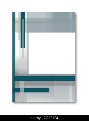 Brochure cover A4 template with teal strips on the gray background. White text box. Geometric abstract layout for portfolio, books, magazines, present Stock Photo