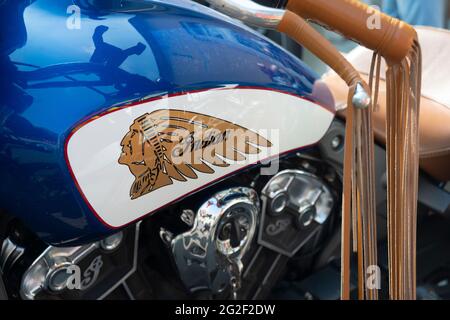 American Indian Motorcycle, Indian Motorbike Logo Stock Photo