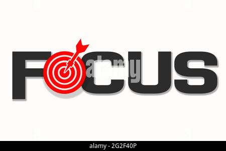 Focus word with targets and arrows, 3D rendering Stock Photo