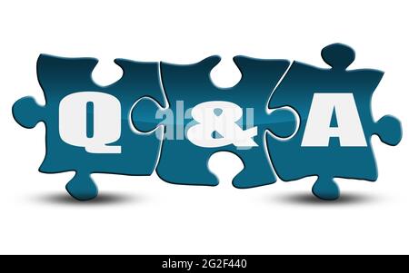 Question and answer word on puzzle isolated on white, 3D rendering Stock Photo