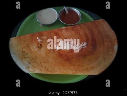 Famous South Indian Food Butter Masala Dosa With Sambar And Stock Photo