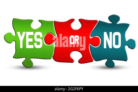 Yes or no word on puzzle, 3D rendering Stock Photo