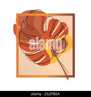 Abstract frame with tropical leaf inside Stock Vector