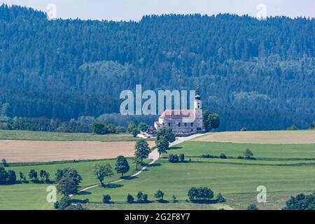 Blaibach, Germany. 11th June, 2021. The pilgrimage church of the Assumption of the Virgin Mary in the Weissenregen district. Credit: Armin Weigel/dpa/Alamy Live News Stock Photo