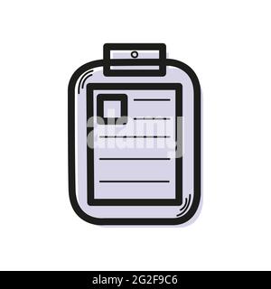 Vector linear color icon in the form of doctor's tablet with medical tablet with a history of disease Stock Vector