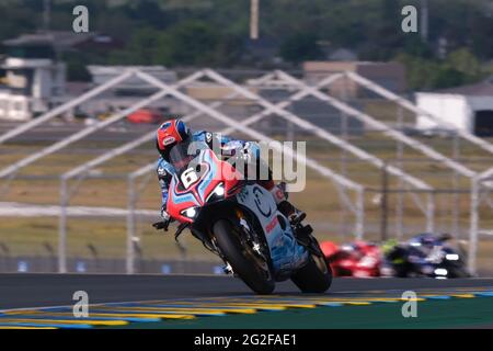 Le Mans, Sarthe, France. 11th June, 2021. ERC Endurance Ducat - MATHIEU GINES (FRA) in action during the qualifying session of 44th edition of the 24 hours motorcycle of Le Mans at circuit Bugatti - Le Mans - France. Credit: Pierre Stevenin/ZUMA Wire/Alamy Live News Stock Photo