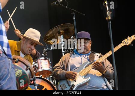 Arras, France, 2019/07/07, Juan D. Nelson, bassist of The Innocent Criminals performing with Ben Harper at the Main Square Festival, François Loock/Al Stock Photo