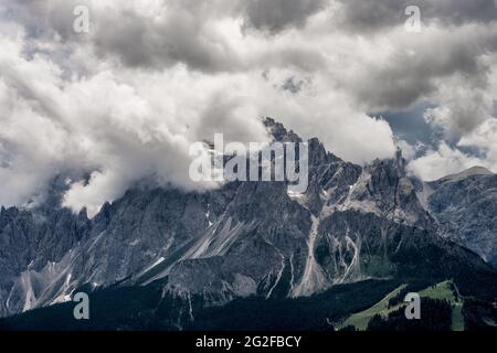 Panoramic view of the Sexten Dolomites, Italy. Stock Photo