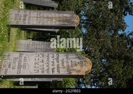 Den Helder, the Netherlands. June 3, 2021.The old dilapidated graves of the Jewish cemetery in Den Helder, the Netherlands. High quality photo. Stock Photo