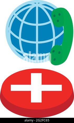 International call icon. Isometric illustration of international call vector icon for web Stock Vector