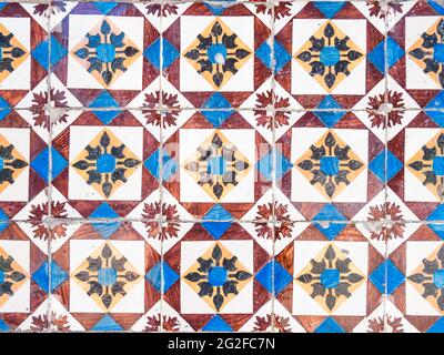 Closeup shot of vintage Portuguese tiles in Oporto, Portugal Stock Photo