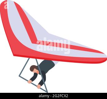 Red paraglider icon. Isometric of Red paraglider vector icon for web design isolated on white background Stock Vector