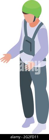 Man in parachute gear icon. Isometric of Man in parachute gear vector icon for web design isolated on white background Stock Vector