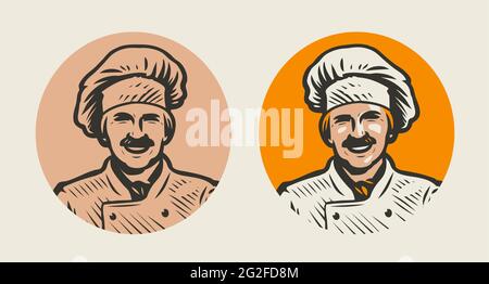 Chef man character logo. Cooking food symbol vector illustration Stock Vector