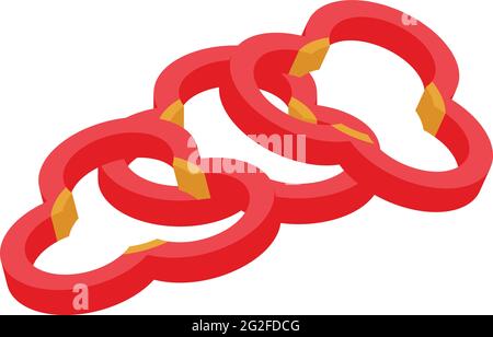 Pieces of red paprika icon. Isometric of Pieces of red paprika vector icon for web design isolated on white background Stock Vector
