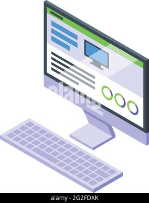 Computer icon. Isometric of Computer vector icon for web design isolated on white background Stock Vector