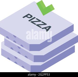 Pizza boxes icon. Isometric of Pizza boxes vector icon for web design isolated on white background Stock Vector
